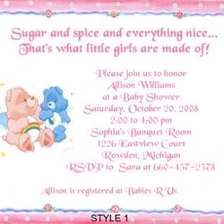 Baby Shower Items Parties Party Care Bear Invitations Bears Choose Board Visit Adorable
