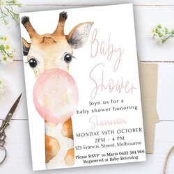 Admirable Baby Shower Invitation Giraffe Invite