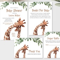 Great Giraffe Baby Shower Invitation Set Suite