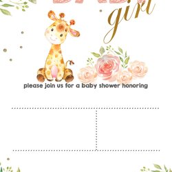 Preeminent Free Baby Giraffe Shower Invitation Templates Download Hundreds