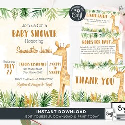 Tremendous Giraffe Baby Shower Invitation