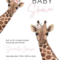 Excellent Girl Jungle Baby Shower Invitation Giraffe