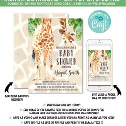 Eminent Giraffe Baby Shower Invitation