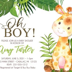 Safari Jungle Giraffe Baby Shower Invitation In