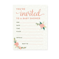 Worthy Floral Roses Girl Baby Shower Blank Invitations Walmart