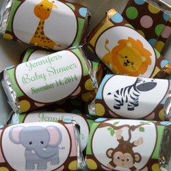 Personalized Mini Candy Bar Wrappers Baby Shower Chocolate Boy Party Girl Favors Animals Jungle Printable
