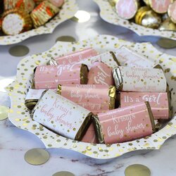 Champion Pink And Gold Girl Baby Shower Mini Candy Bar Wrapper Personalized Favors Stickers Labels