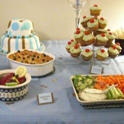 Cool Baby Shower Buffet Shown Includes Savory Cupcakes