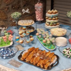 Smashing Owls In Blue For Baby Shower Candy Buffet Food