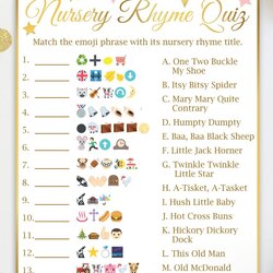 Legit Nursery Rhyme Quiz Gold And Pink Baby Shower Printable Game Games Rhymes Virtual Office Theme Star