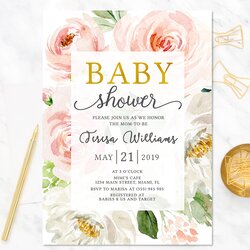 Capital Floral Baby Shower Invitation Design Invitations Invites