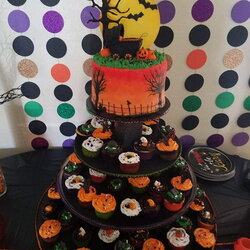 Halloween Baby Shower Cake And Cupcakes