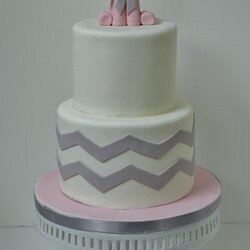 Swell Sweet Cakes By Pink Elephant Baby Shower Cake Grey Gray Chevron Girl Tier Cute Accent Cupcakes Topper
