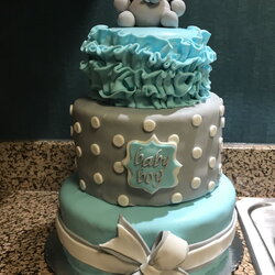 Worthy Elephant Baby Shower Cake Boy Tier Decorations Cakes Boys Showers Themed Fondant Three Covered Welcome