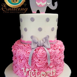 Admirable Elephant Baby Shower Cake Pink Request Grey