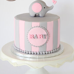 Elephant Baby Shower Ideas Cake Cakes Girl Pink Gray Para Theme Simple Themed Beautiful Showers Cute Girls