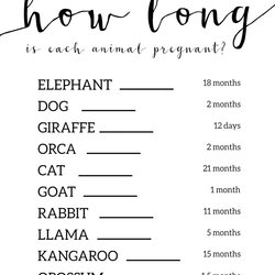 Admirable Free Baby Shower Games Printable Animal Pregnancies Paper Trail Design Gestation Game