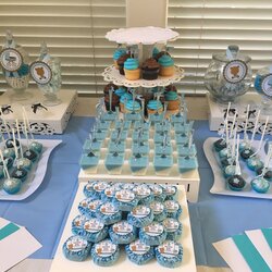 Homemade Baby Shower Decorations For Boy Table Theme Sweet Desserts Flower