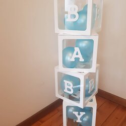 Sublime New Clear Baby Blocks Hire These Beauties For Shower And Balloons Blue Decorations Boy Gender Box