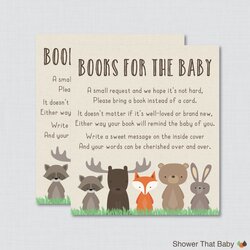 Superlative Woodland Baby Shower Bring Book Instead Of Card Invitation Neutral Books Cards Inserts Request