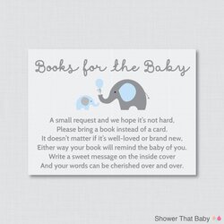 Sterling Elephant Baby Shower Bring Book Instead Of Card Invitation Wording Gray Showers Inserts Boy
