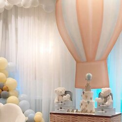 Very Good Up And Away Teddy Baby Shower Ideas Also May Decorations Hot Air Balloon