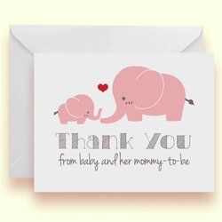Terrific Buy Handmade Pink Elephant Baby Shower Thank You Cards Set Of