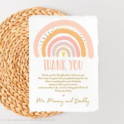 Fantastic Editable Rainbow Baby Shower Thank You Card Pastel Pink