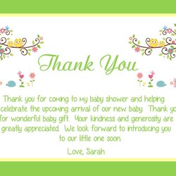 Sample Thank You Cards For Baby Shower Wording Coworkers
