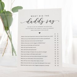 Cool What Did The Say Baby Shower Game Printable Card Canada