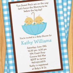 Out Of This World Twins Baby Shower Invitation Twin Boys Invitations Babies Cards Reveal Gender Blue