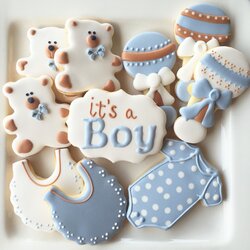 Excellent Boy Baby Shower Decorated Sugar Cookies Biscuits Mint