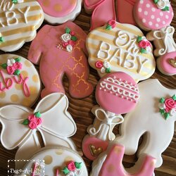 Brilliant Baby Shower Decorated Cookies In Pink And Gold By Bake Latte Cookie Sugar Uploaded User