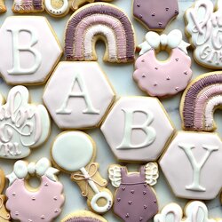 Baby Shower Personalized Sugar Cookies Mauve Primary Taupe