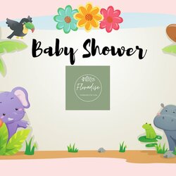 Champion Virtual Baby Shower Background Jungle Animal Zoom