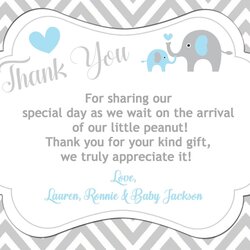 Superlative Elephant Thank You Card Baby Shower Cards Wording Attending Wordings
