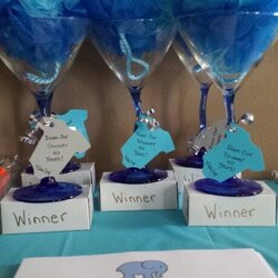 Superior Baby Shower Game Prizes Loofah In Martini Glass Set On Top Of Favors Gender Viking Centerpieces