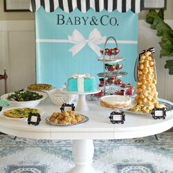 Superlative Breakfast At Baby Shower Parties For Pennies Tiffany Backdrop Food Table Adorable Talk