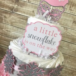Superior Tier Snowflake Diaper Cake In Pink And Silver Winter Baby Shower Wonderland Centerpieces Girl Themes