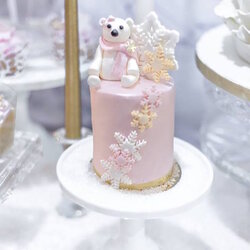 Spiffing Party Ideas Winter Wonderland Baby Shower Cake Cold Outside Snowflake Snow Bear Table Kara Via