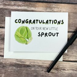 Spiffing Cute Congratulations New Baby Sprout Pun Card Shower
