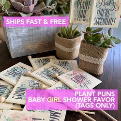 Brilliant Girl Baby Shower Favor Tags Plant Puns Personalized Custom