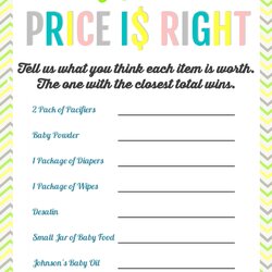 Out Of This World Baby Shower Price Is Right Game Free Printable Games For