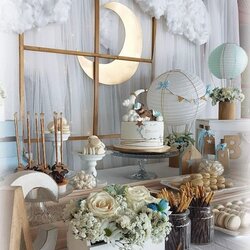Wonderful White Tulle With Fairy Lights Baby Shower Themes For Boys Flowers In Unique Theme Moon Boy
