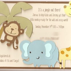 Eminent Family Updates Jungle Baby Shower Invitations Animal Invitation Own Funny Cards Templates Card Theme