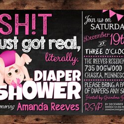 The Original Sh Just Got Real Funny Baby Shower Invitation Diaper Coed