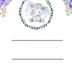 Legit Elephant Girl Baby Shower Blank Invitations Cute Blue Watercolor Invitation