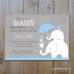 Exceptional Elephant Baby Shower Free Blue Printable Invites Invite Invitations