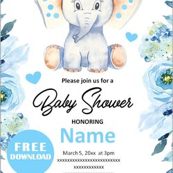 Free Printable Elephant Baby Shower Invitations Invites Template Invite