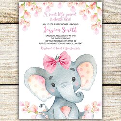 Out Of This World Elephant Baby Shower Invitation Girl Invite Invites Its
